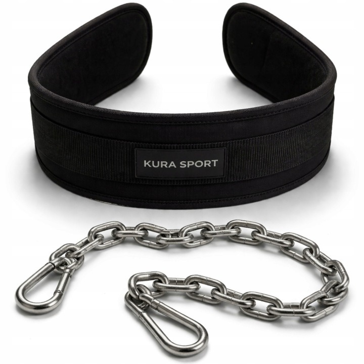 KURA SPORT Dip Belt záťažový opasok na zhyby a dipy – posilňovací opasok s reťazou