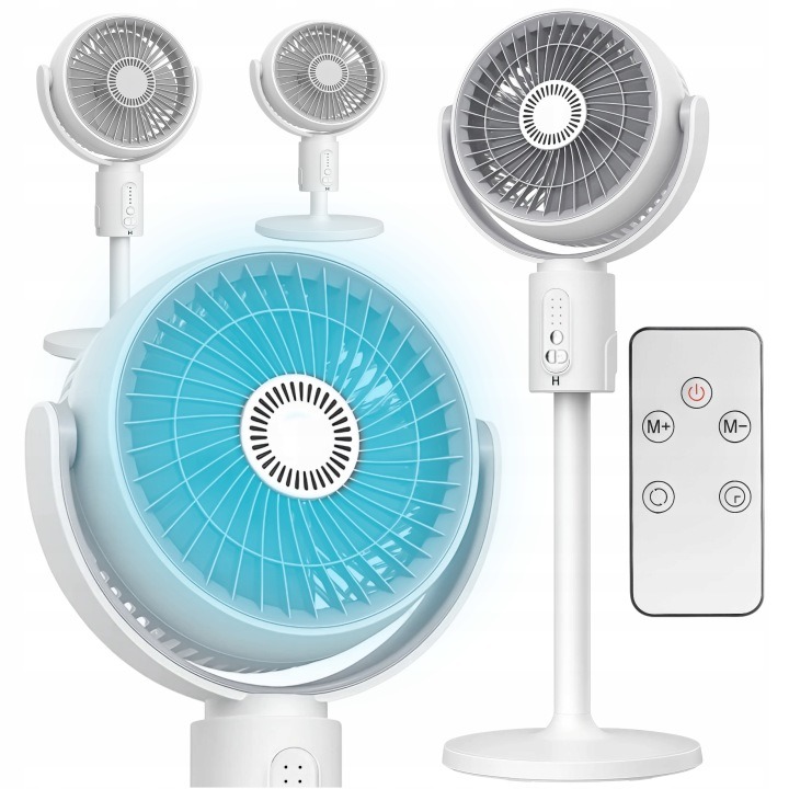 Stojanový podlahový ventilátor s diaľkovým ovládaním, nastaviteľnou výškou, osciláciou a časovačom