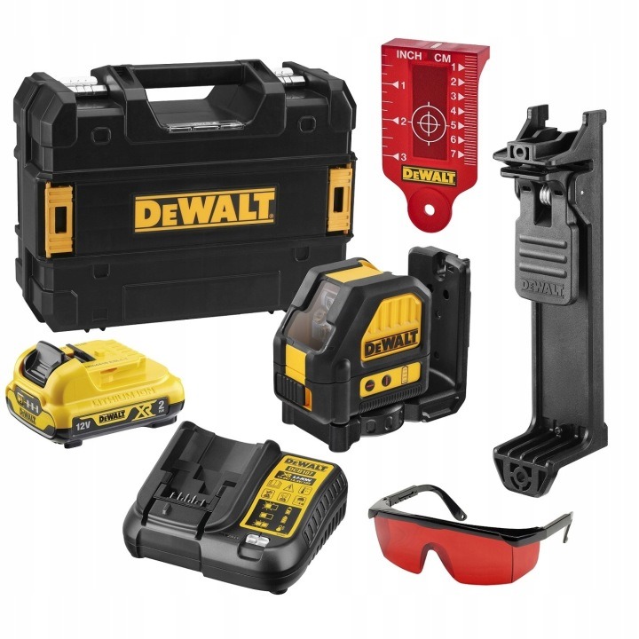 Krížový laser DEWALT DCE088D1R-QW XR 12V s červeným lúčom, batériou 2Ah a kufrom TSTAK