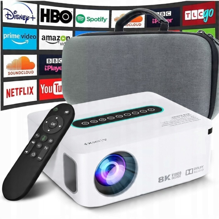 Projektor HEELLY Android Smart TV 4K LED Full HD 12000 lm WiFi Bluetooth – domáce kino s veľkým obrazom