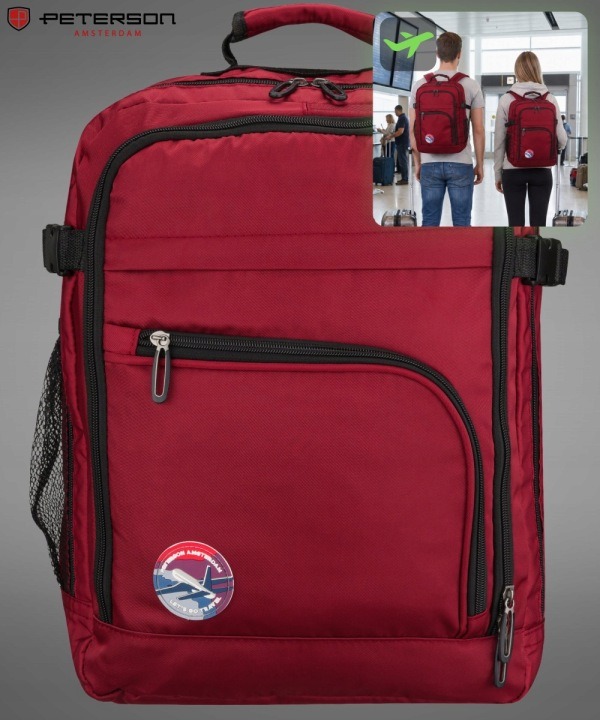 Cestovný batoh Peterson 40×30×20 cm pre Ryanair a Wizz Air – príručná batožina pod sedadlo 18–24 l