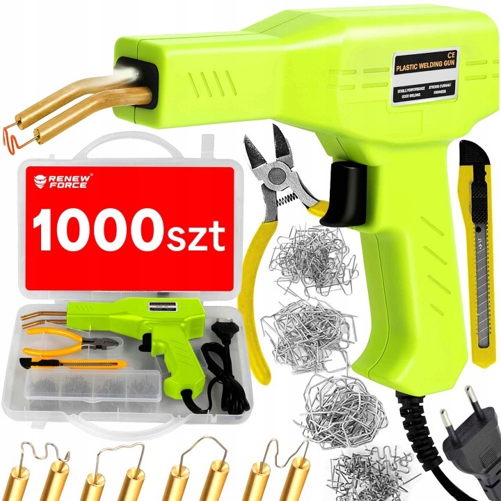 Plastová zošívačka RENEW FORCE 50W na opravu plastov + 1000 sponiek v kufríku
