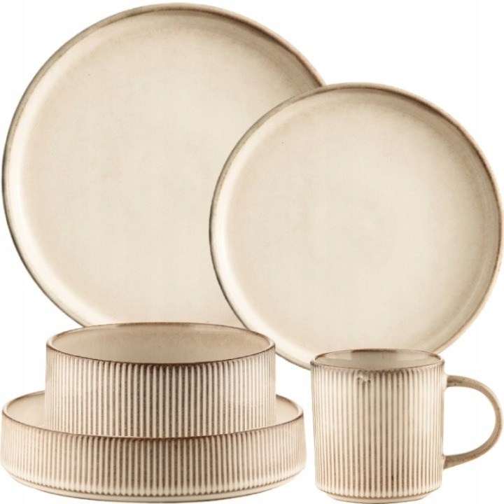 Retro Evia porcelánová jedálenská súprava 30 dielov pre 6 osôb s hrnčekmi
