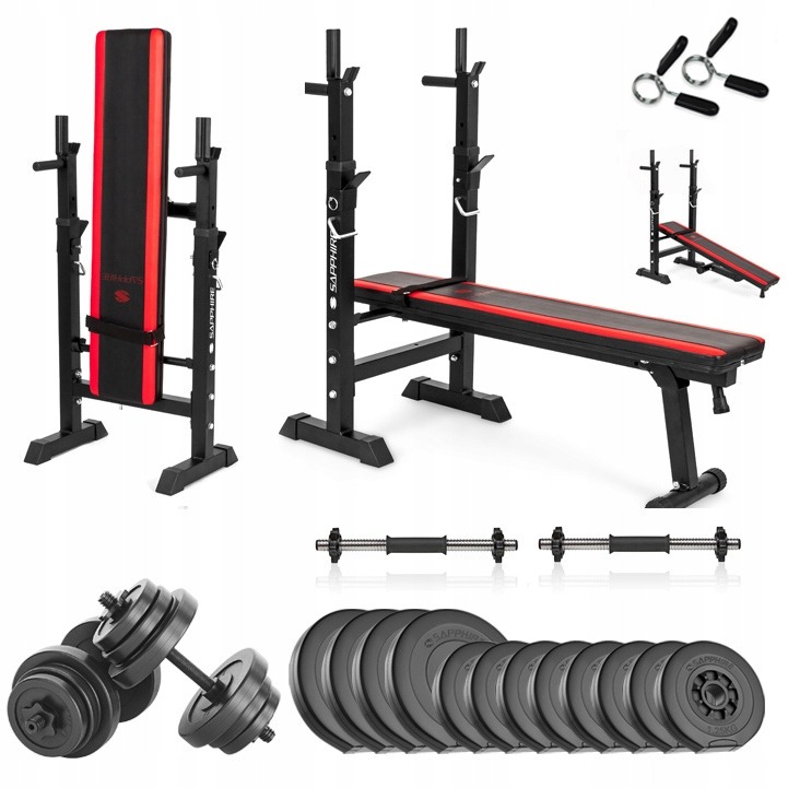 SAPPHIRE XYLO 36 kg kulturistická sada s lavicou XG-25, 20 kg závažia a jednoručkami