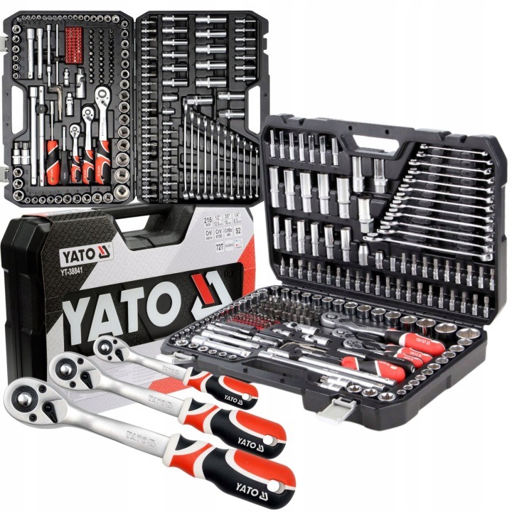 YATO YT-38841 profesionálna 216-dielna sada nástrčných kľúčov s 3 račňami