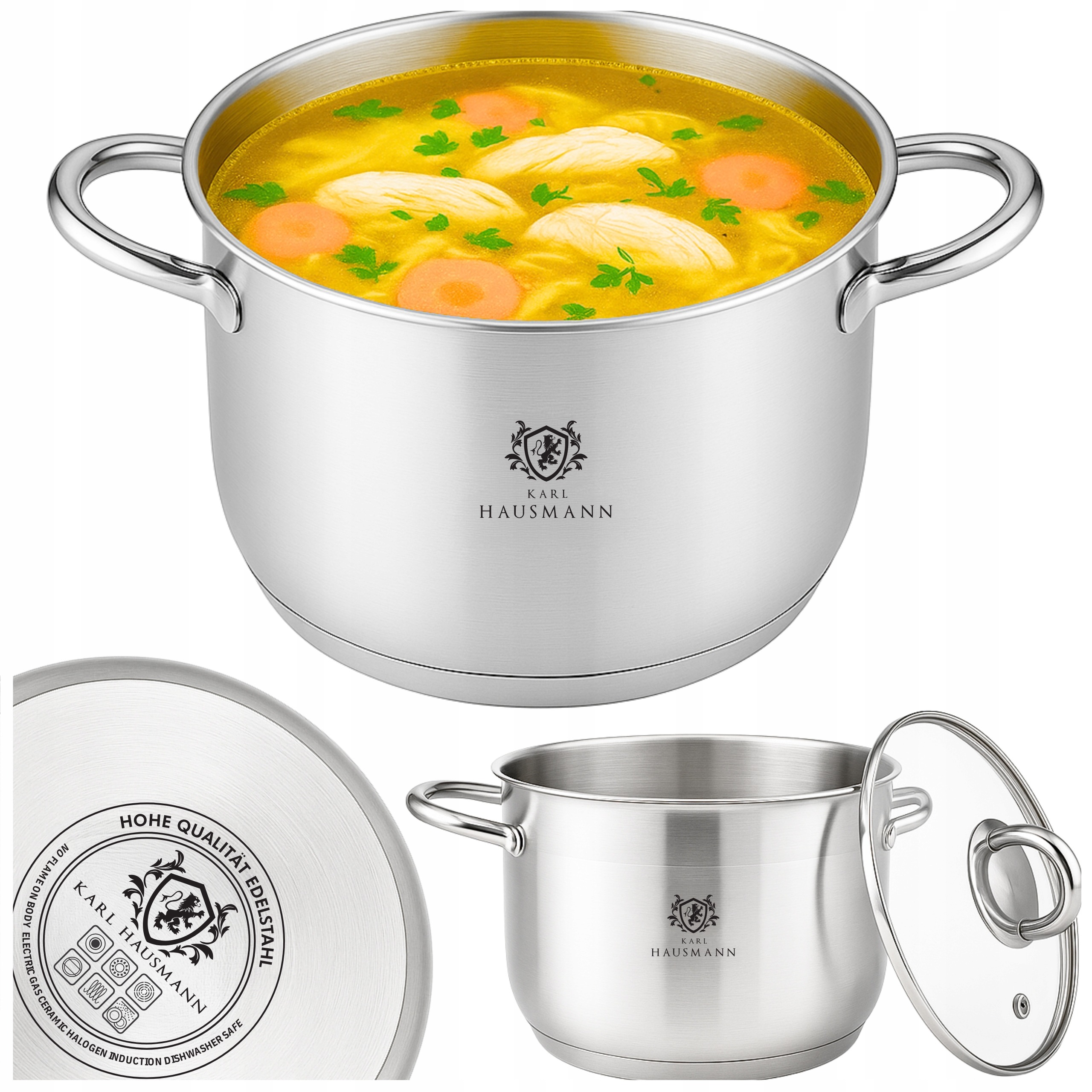 Plynový hrniec na indukciu, nerez, 3l, 20cm, s pokrievkou, pevné hrnce