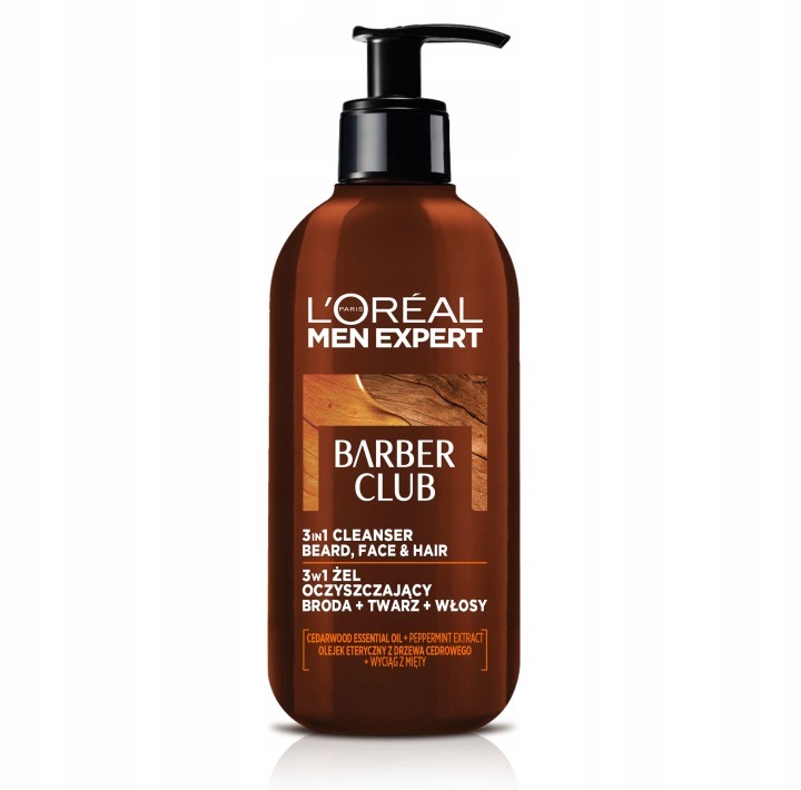 L'Oréal Paris Barber Club čistiaci gél na bradu, tvár a vlasy 200 ml – každodenná starostlivosť pre mužov