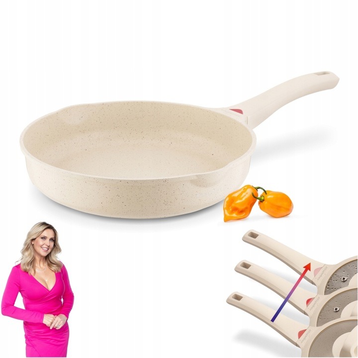 Panvica na indukciu PLYNOVÁ Veľká PEVNÁ Konighhoffer krémová mramorová 28 cm