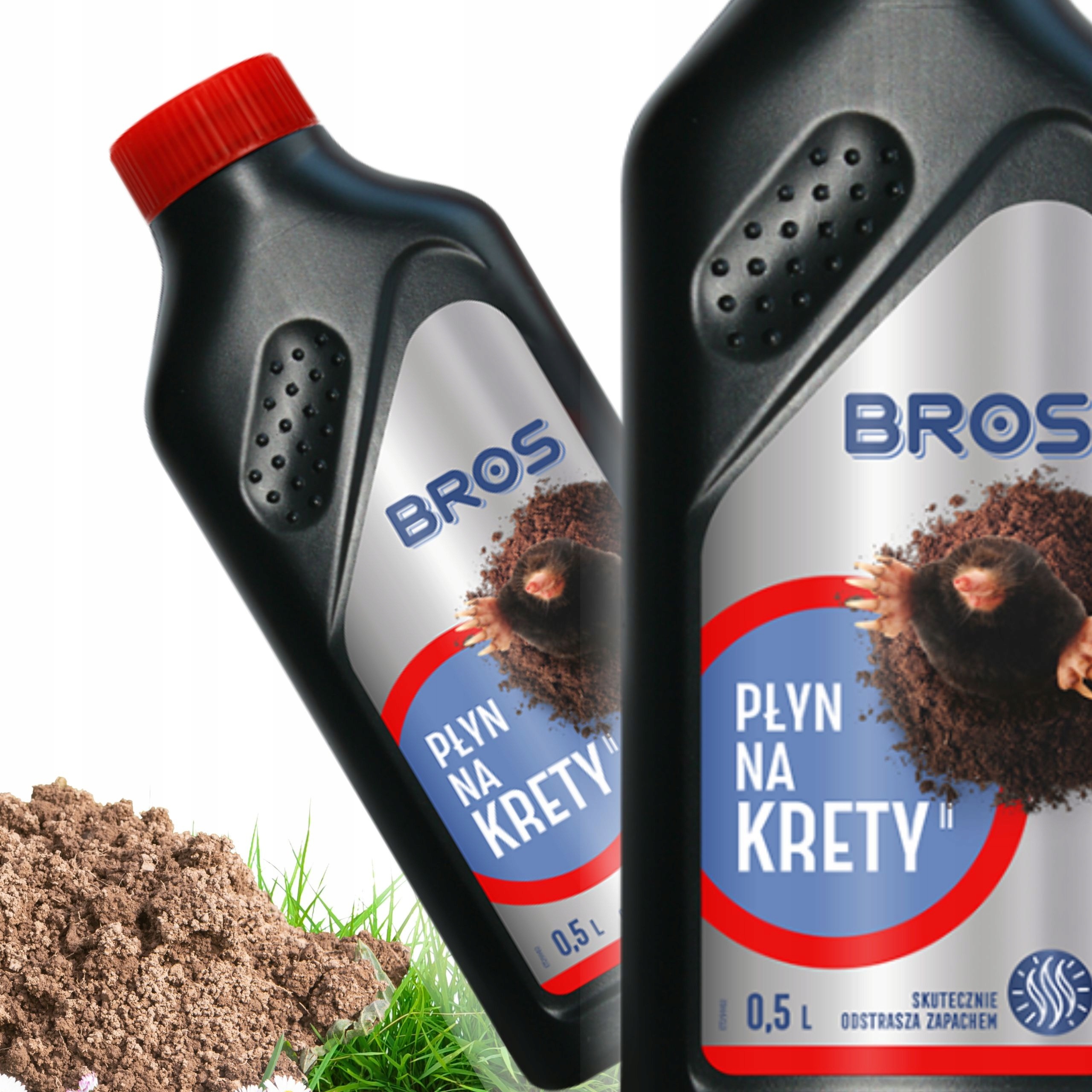 BROS Tekutý odpudzovač krtkov 1 l – účinný repelent proti krtkom do záhrady a na trávnik