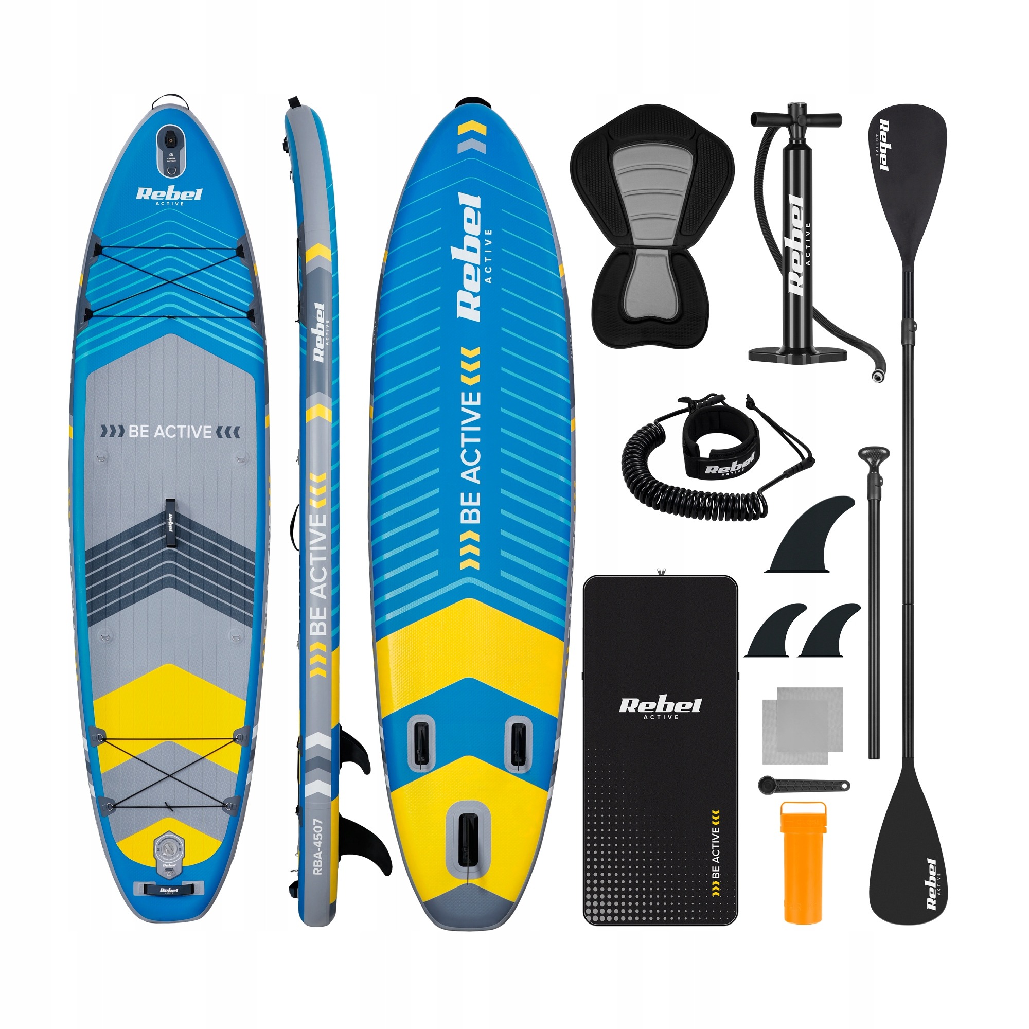 SUP doska REBEL 335 cm nafukovací paddleboard so sedadlom allround set s pádlem, pumpou a príslušenstvom