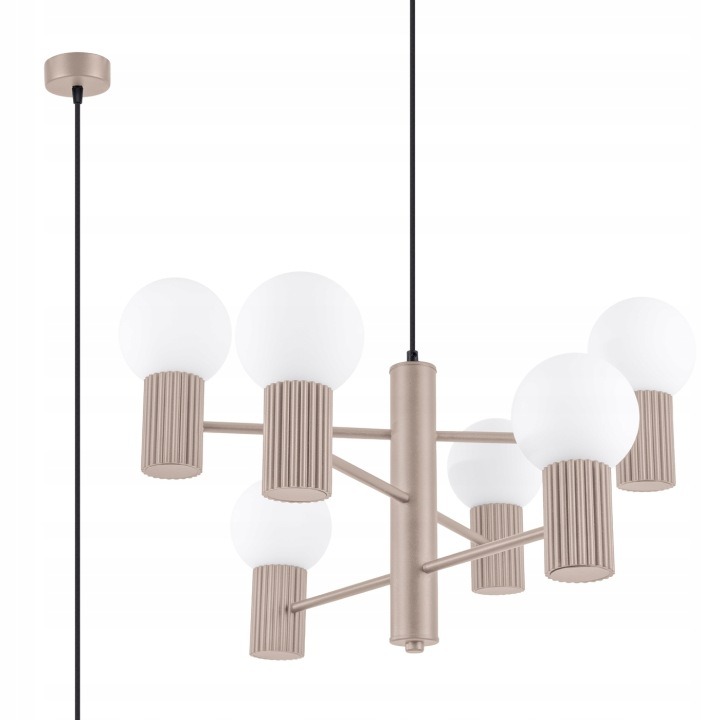 Luster AURORA 6 taupe – moderné závesné LED svietidlo G9 s drážkovaným dizajnom do obývačky a spálne