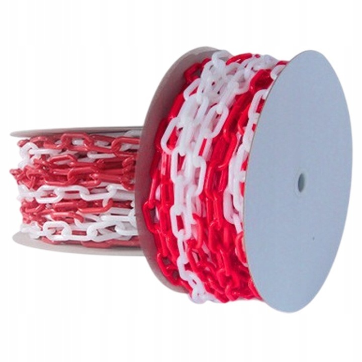 Plastová výstražná reťaz 25 m červeno-biela 6 mm, bezpečnostná reťaz na označenie priestoru