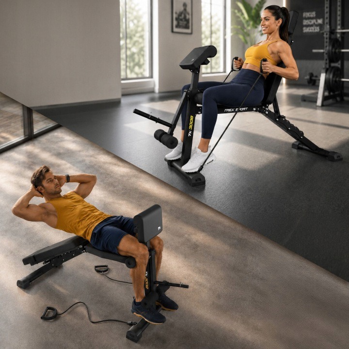 Nastaviteľná tréningová lavica Trex Sport TX-200B s kazateľskou opierkou, nosnosť 250 kg, 8 polôh