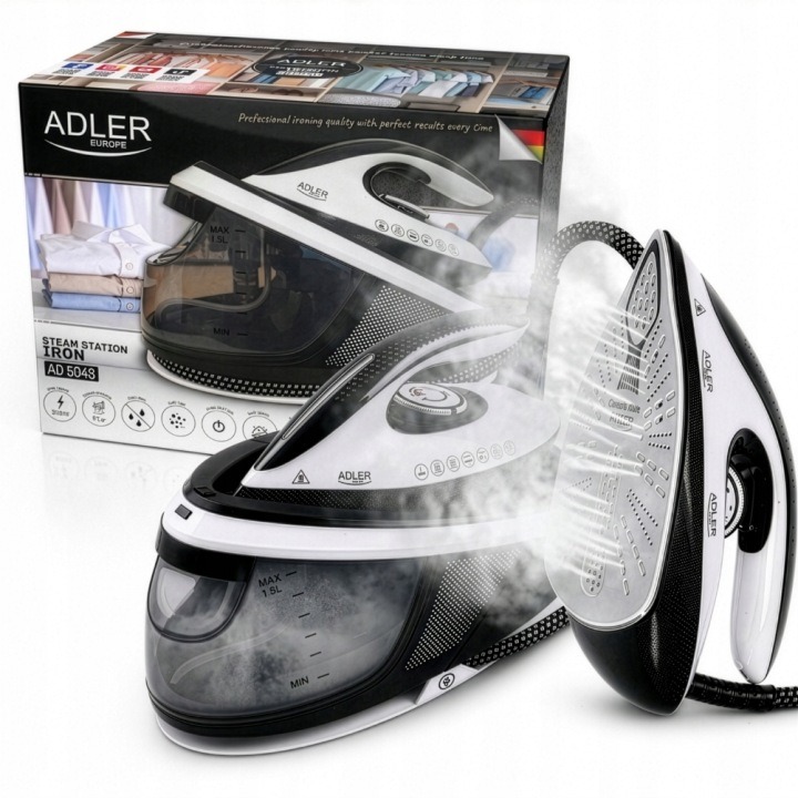 Adler AD 5048 parná žehliaca stanica 3100 W – tlak 8 barov, parný ráz 600 g/min, vertikálne žehlenie