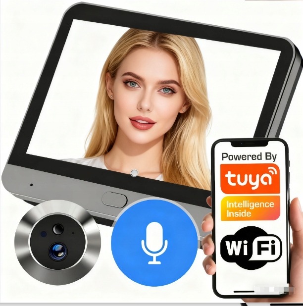 Tuya T943SA – inteligentné elektronické kukátko do dverí 4,3", 3 Mpx, Wi-Fi, PIR, obojsmerný zvuk, IP65