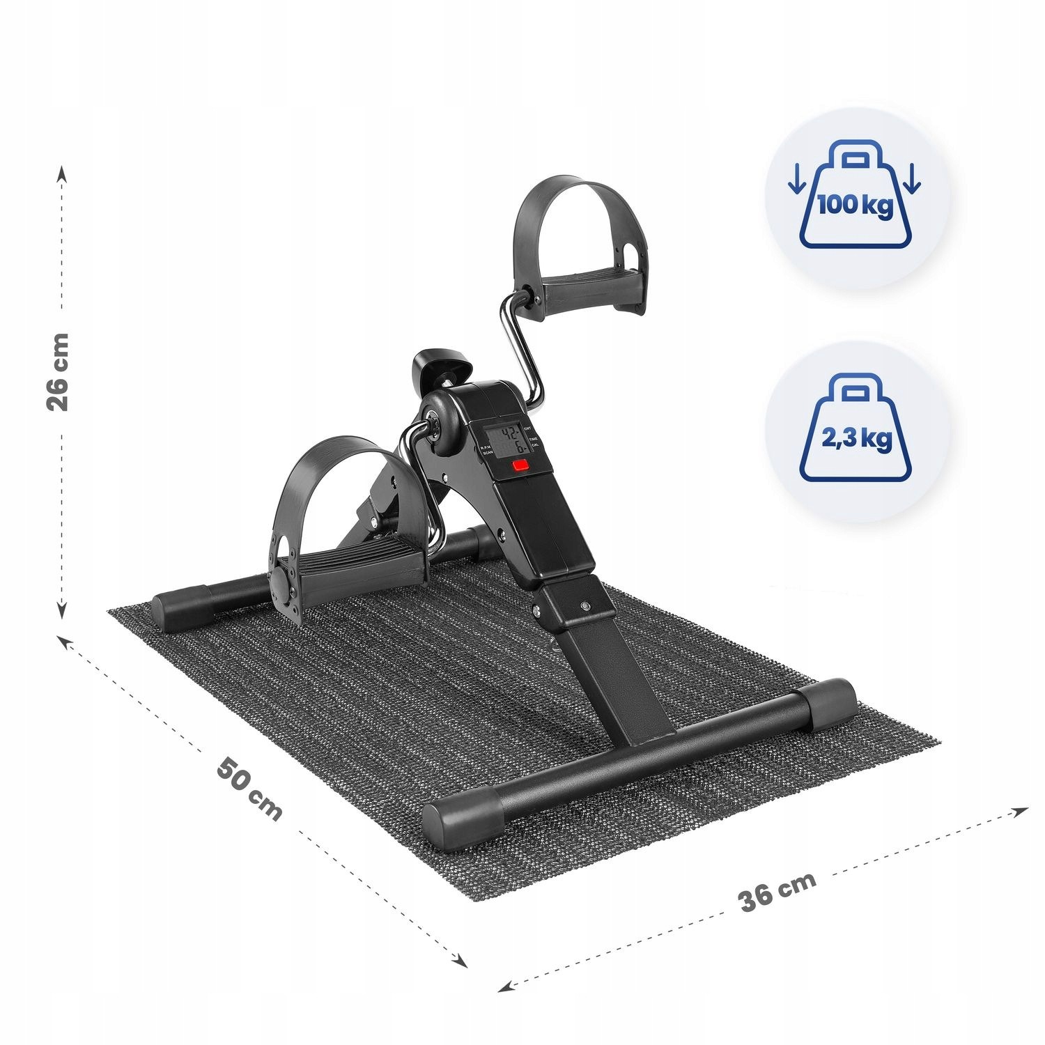 Mini rehabilitačný rotoped Gymtek X-Bike na cvičenie rúk a nôh, LCD displej, 5 kg