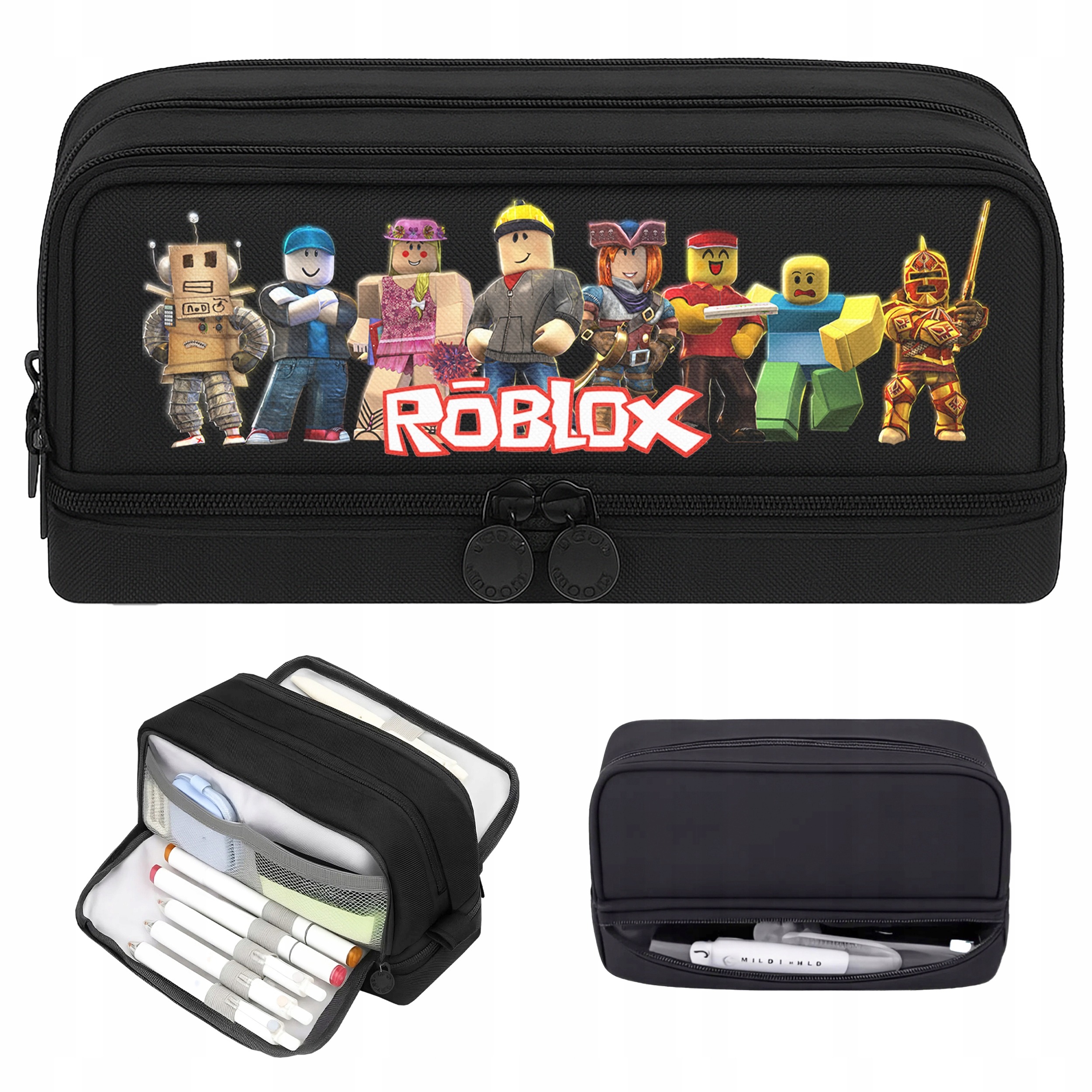 Roblox školský viacpriehradkový peračník – skladací organizér na školské potreby pre deti
