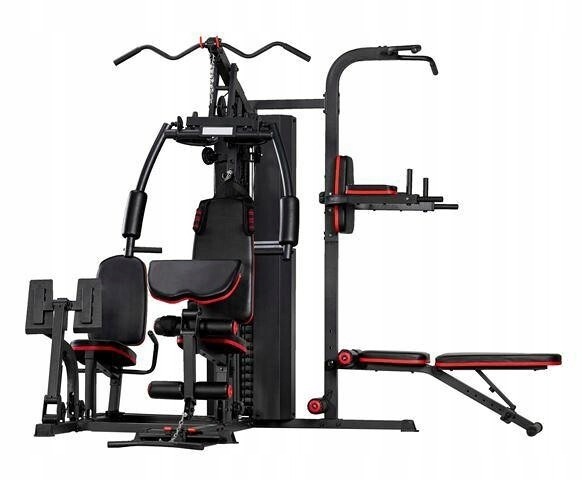 3-stanicový posilňovací atlas DS Fitness DS632S, záťaž 72 kg, leg press, lavica + podložka