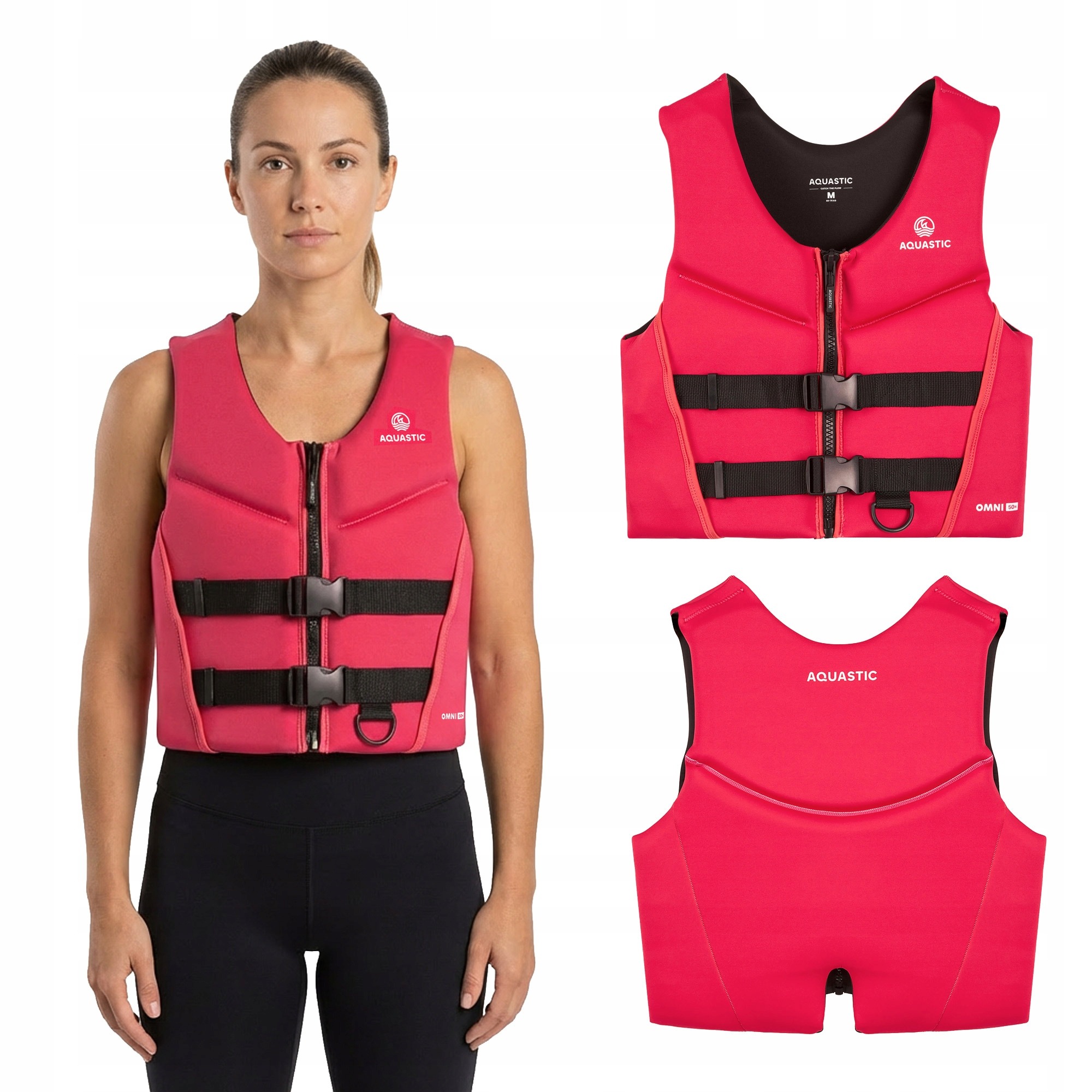AQUASTIC Omni 50N neoprénová plávacia vesta na kajak a SUP – veľkosť M (60–70 kg)