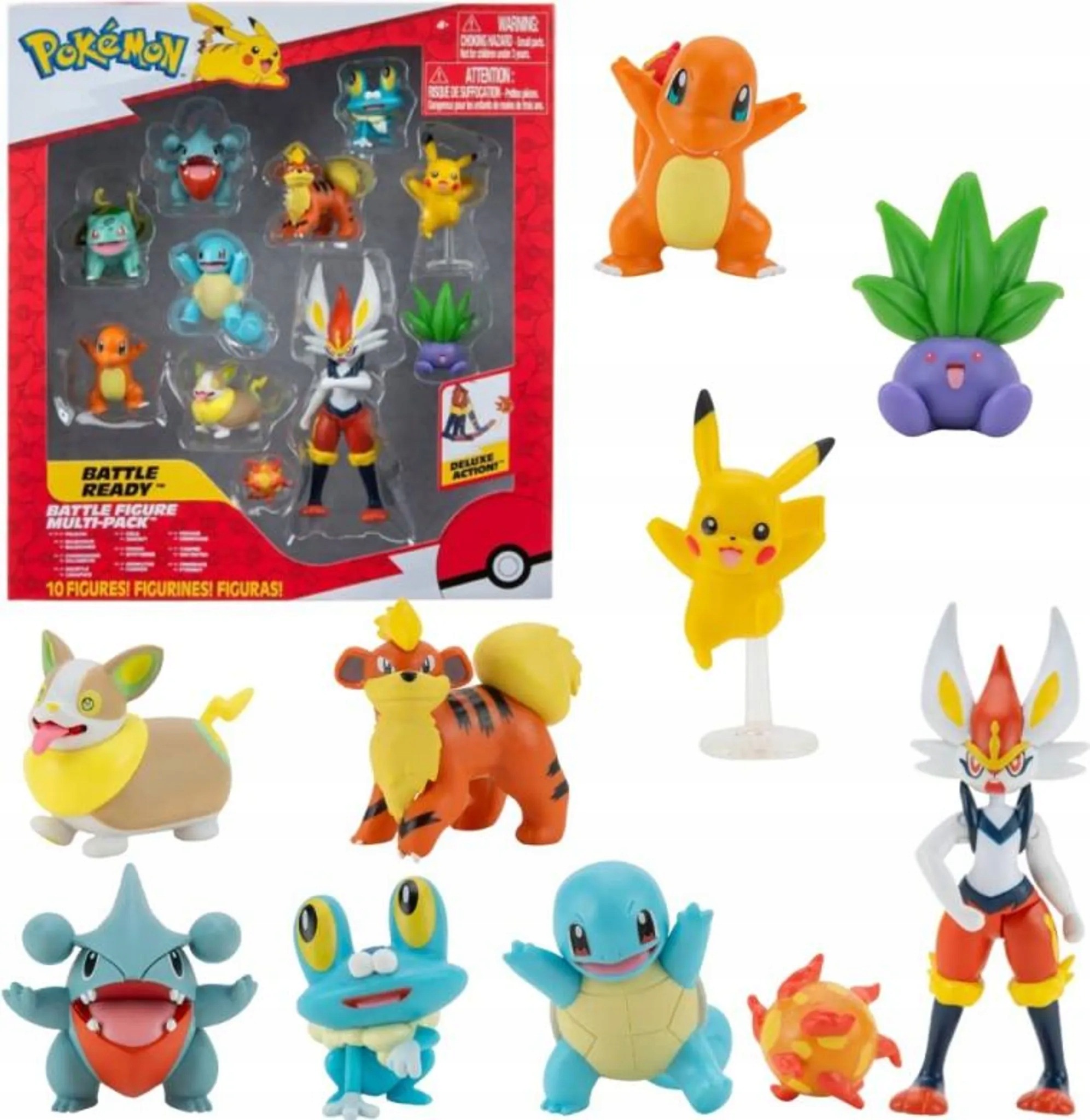 Pokémon sada 10 figúrok BATTLE READY MULTI-BACK Pikachu Oddish.. PKW2855