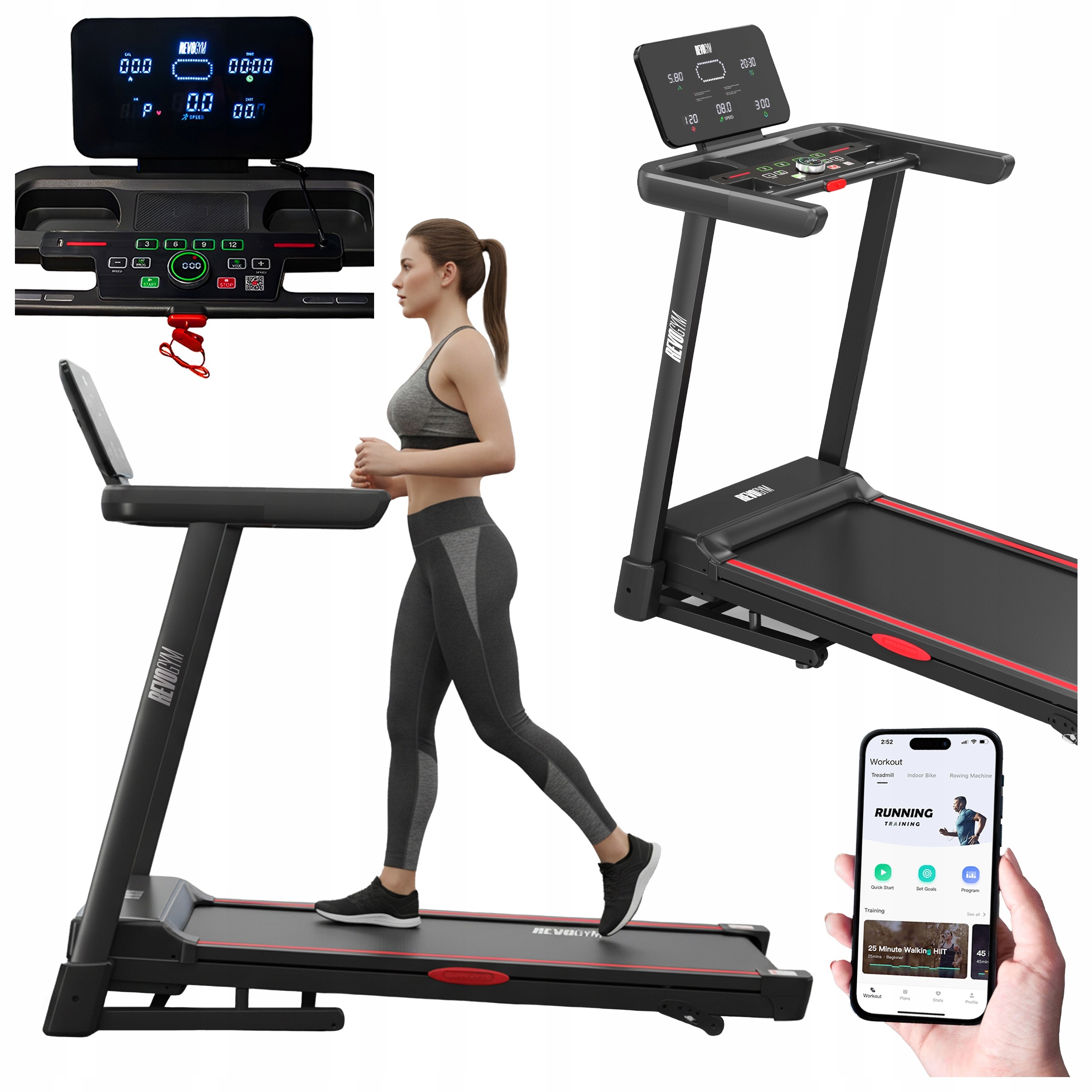 Elektrický skladací bežecký pás REVOGYM RUN-1 1–16 km/h, 140 kg, 3 HP, Bluetooth