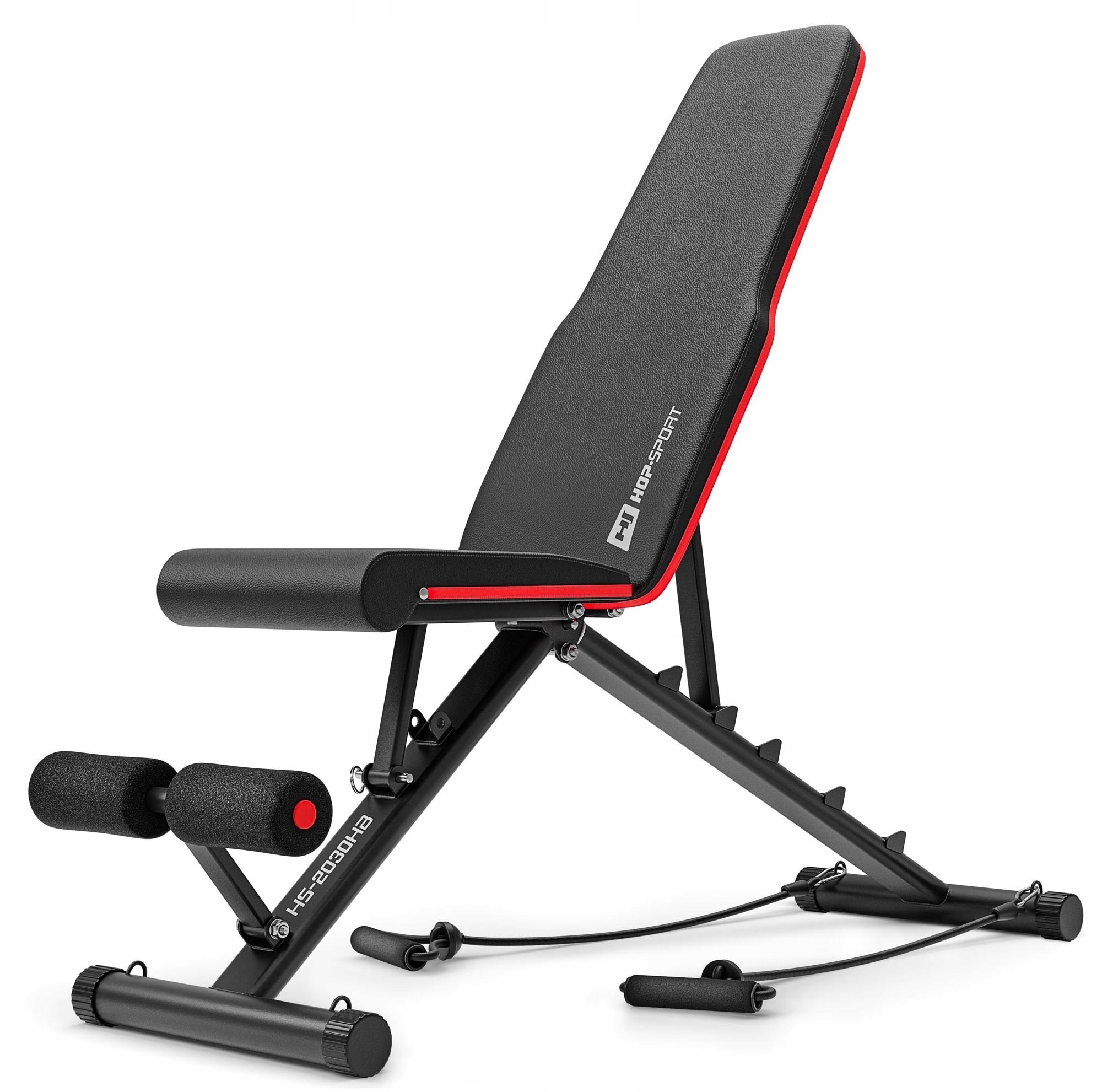 Skladacia tréningová lavica 4FIZJO PRO+ so stojanmi na činku, nosnosť 230 kg, nastaviteľná