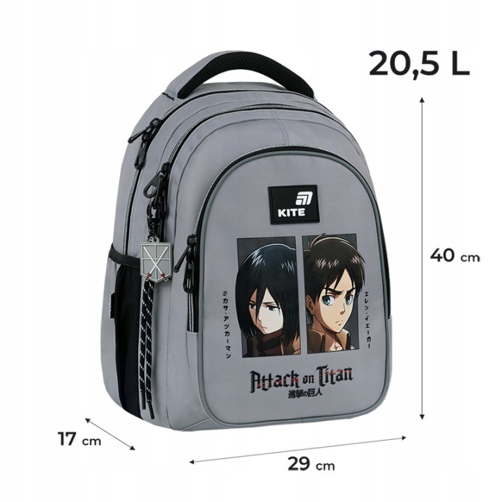 Kite Attack on Titan AT26-8001M školský batoh pre chlapcov – ortopedický batoh Ergo Teens s priehradkou na tablet