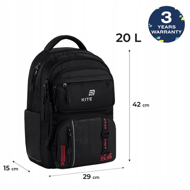 Kite K26-2594M-2 školský batoh pre chlapcov – viacpriehradkový batoh s hrudným popruhom a kľúčenkou