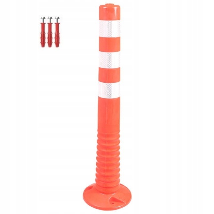 Flexibilný dopravný stĺpik 75 cm oranžový sklopný s reflexnými pásmi a montážnou sadou
