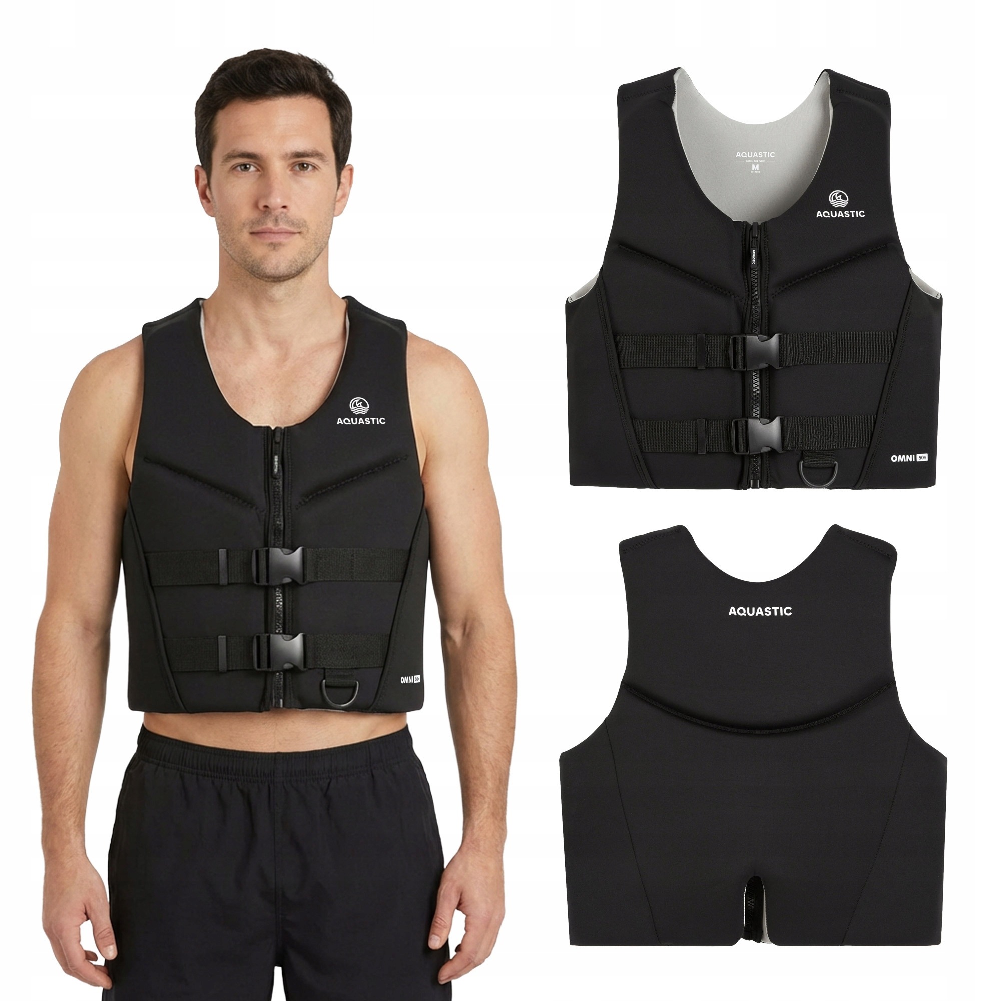 AQUASTIC Omni 50N neoprénová plávacia vesta na kajak a SUP – veľkosť L (70–90 kg)