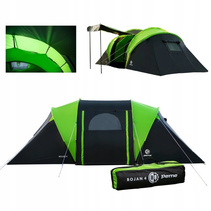 Rodinný turistický stan Peme Bojan 4 pre 4 osoby, 2 spálne, predsieň, vodný stĺpec 4000 mm
