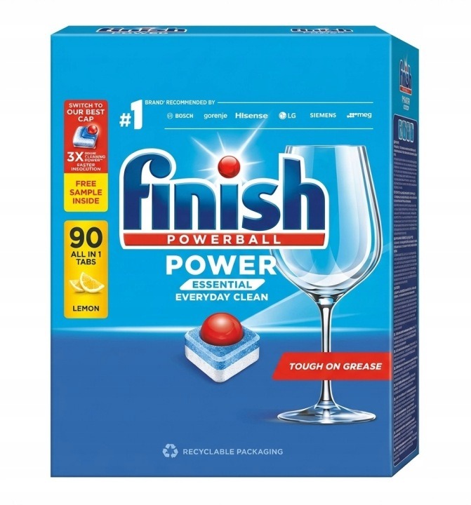 Finish Power Essential Lemon tablety do umývačky riadu All in 1 90 ks – čistota a lesklý riad