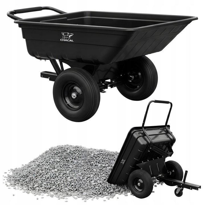 Chacal BOGIE-TRAX záhradný sklápač 400 kg 300 l – príves za traktor s polymérovou korbou