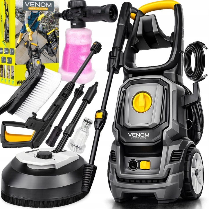 Tlakový čistič VENOM VN 407 1600 W 130 bar s hliníkovým čerpadlom, penovou tryskou a príslušenstvom 9v1