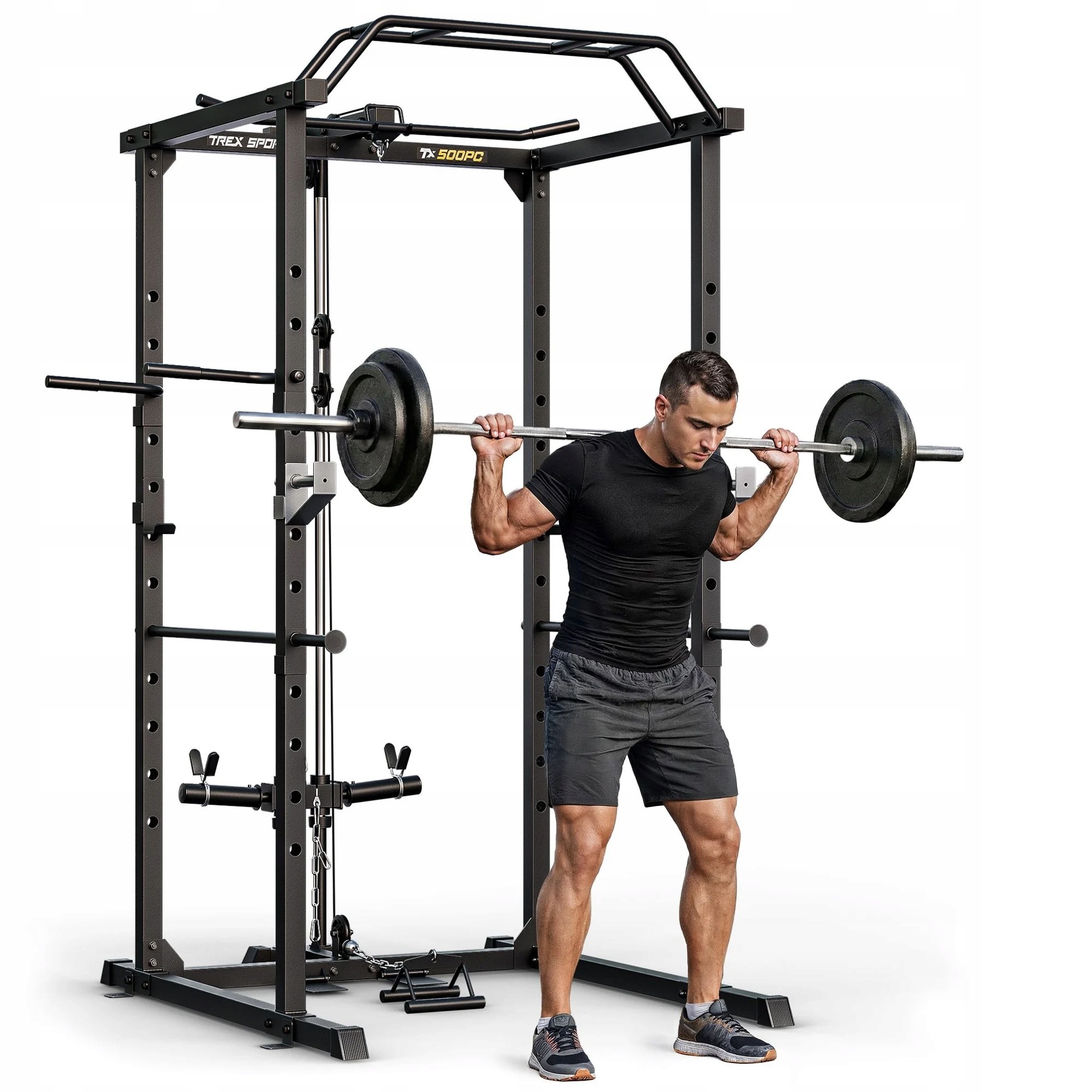 Power Rack TREX Sport TX-500PC s multifunkčnou hrazdou, hornou a spodnou kladkou