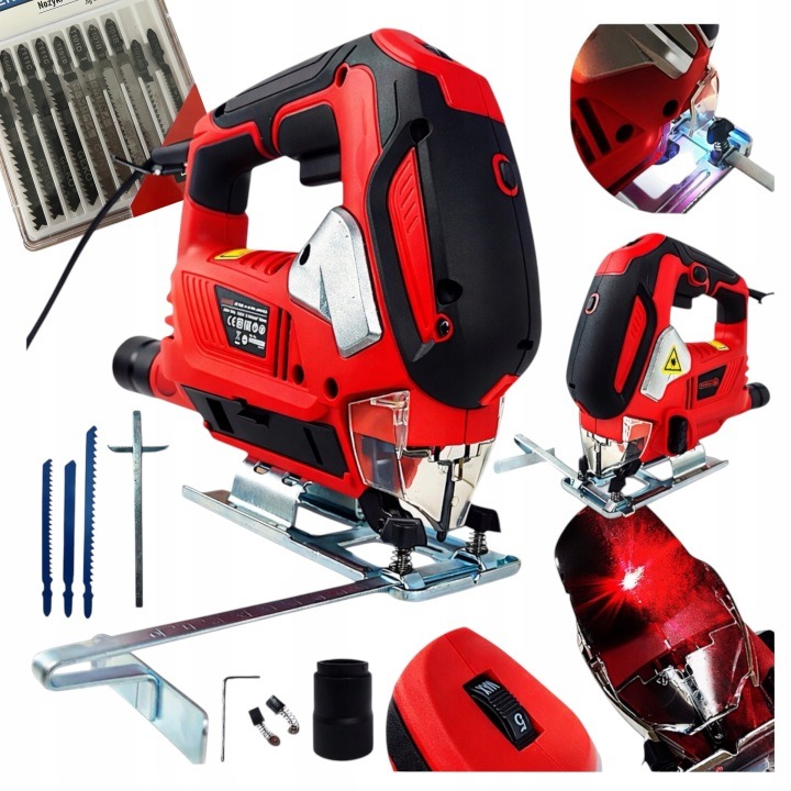 Elektrická priamočiara píla Bearfoot 1200 W s laserom, LED osvetlením a reguláciou otáčok