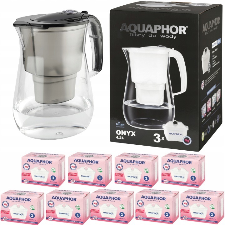 Aquaphor Onyx 4,2 l čierna filtračná kanvica + 9× Maxfor+ Mg horčíkových filtrov