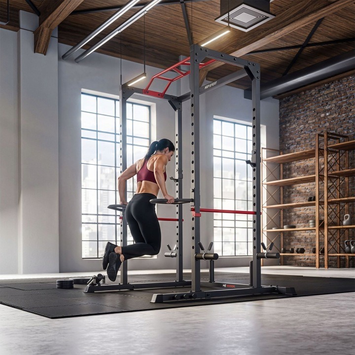 Multifunkčná posilňovacia klietka Hop-Sport HS-2030K Power Rack s hrazdou a istením