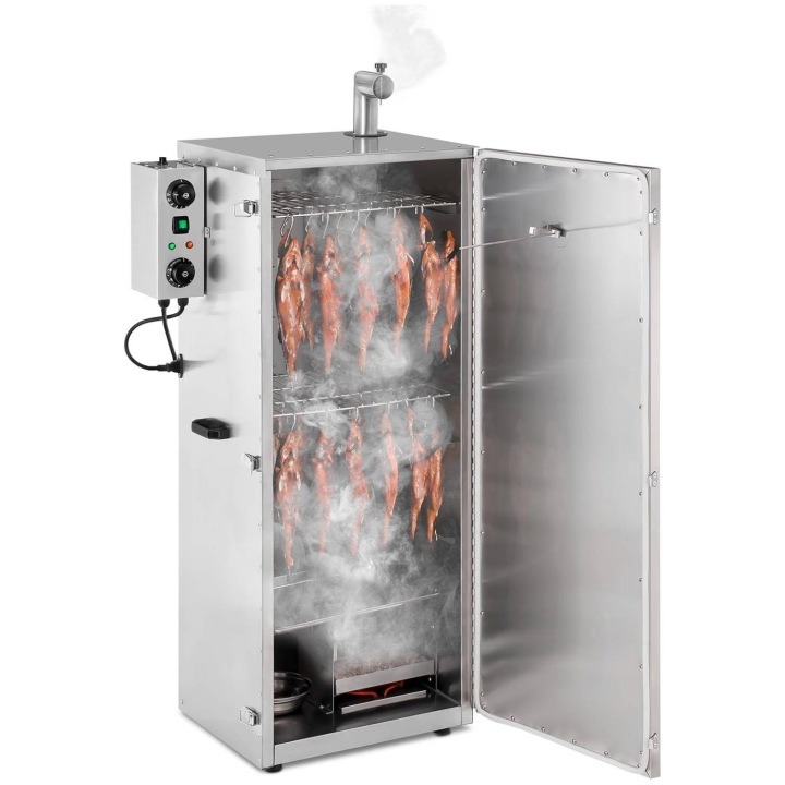 Royal Catering RC-FS1300 elektrická udiareň 147 l – 1000 W nerezová udiareň s 8 roštmi a časovačom