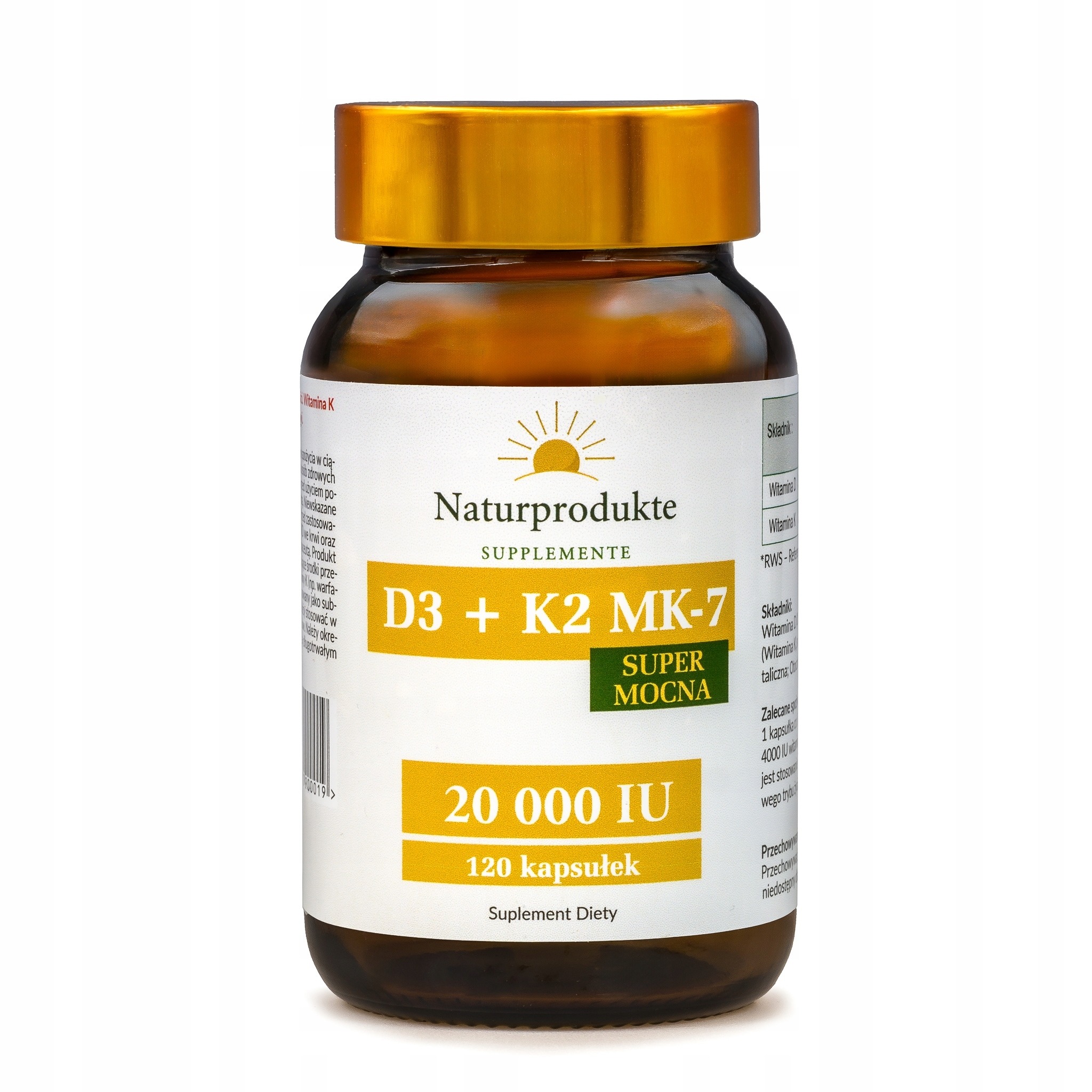 VITAMÍN D3+K2 MK-7 SUPER SILNÝ 20 000 IU 120 ks HEART OF BONES Naturprodukte