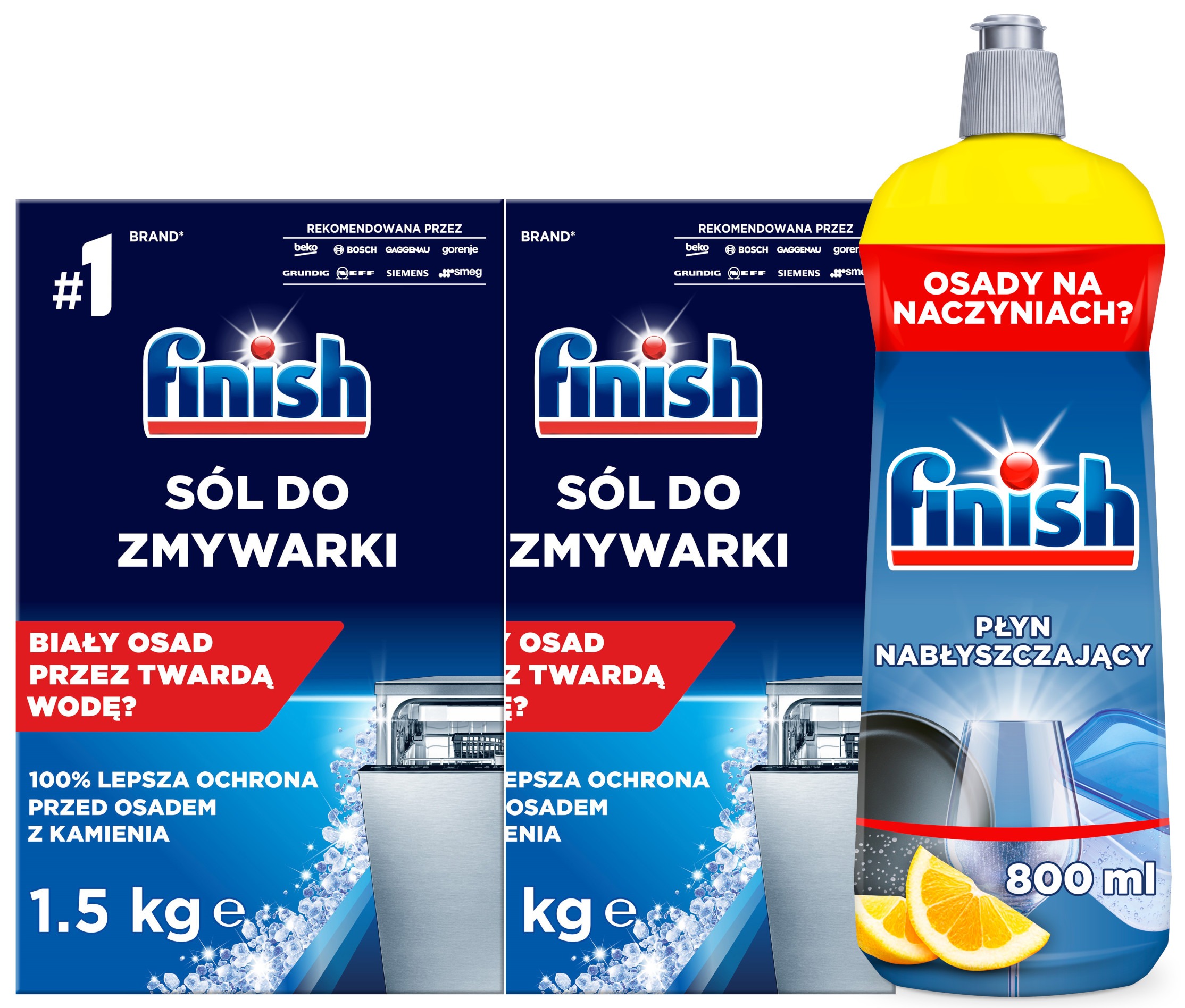 Finish sada do umývačky riadu – leštidlo Lemon 800 ml + ochranná soľ 3 kg