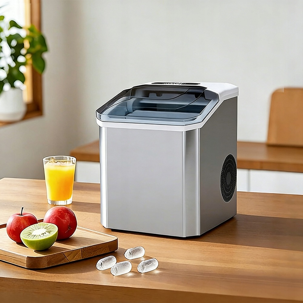 Automatický výrobník ľadu 12 kg/24 h – 9 kociek za 6–12 minút, samočistenie, 2 veľkosti ľadu, 130 W