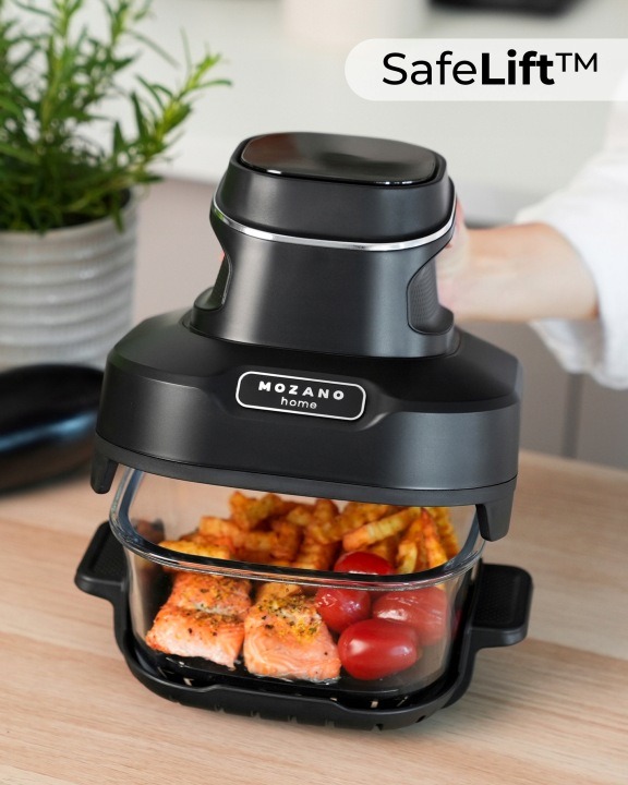 Mozano FlexiFry sklenená teplovzdušná fritéza 1600 W – 6 programov, 2 nádoby 4,5 l a 1,8 l, air fryer