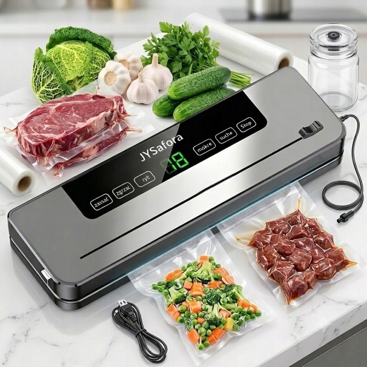 JYSafora® vákuová balička potravín 65 kPa – automatická zváračka fólií s 50 vreckami, funkcia sous vide