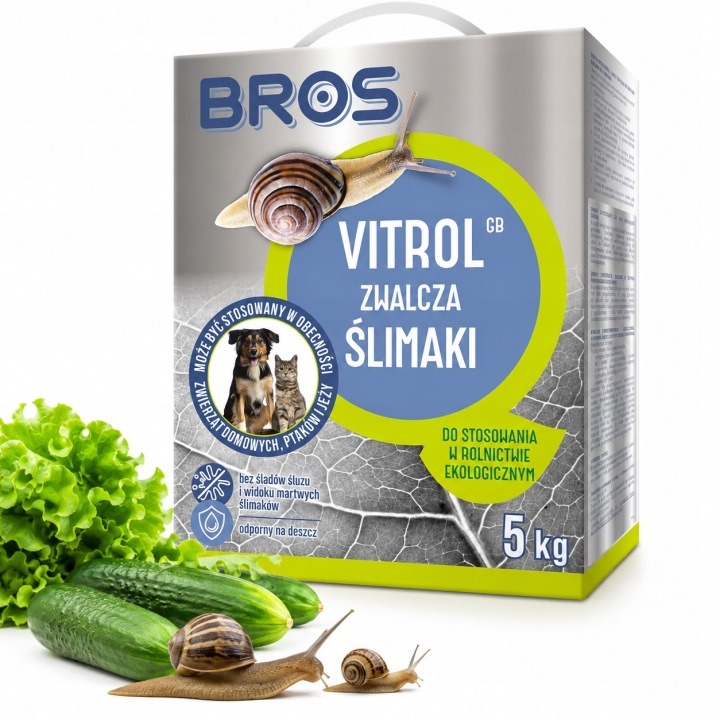 BROS Vitrol GB 5 kg – granulovaný prípravok proti slimákom a ulitníkom, ochrana záhrady