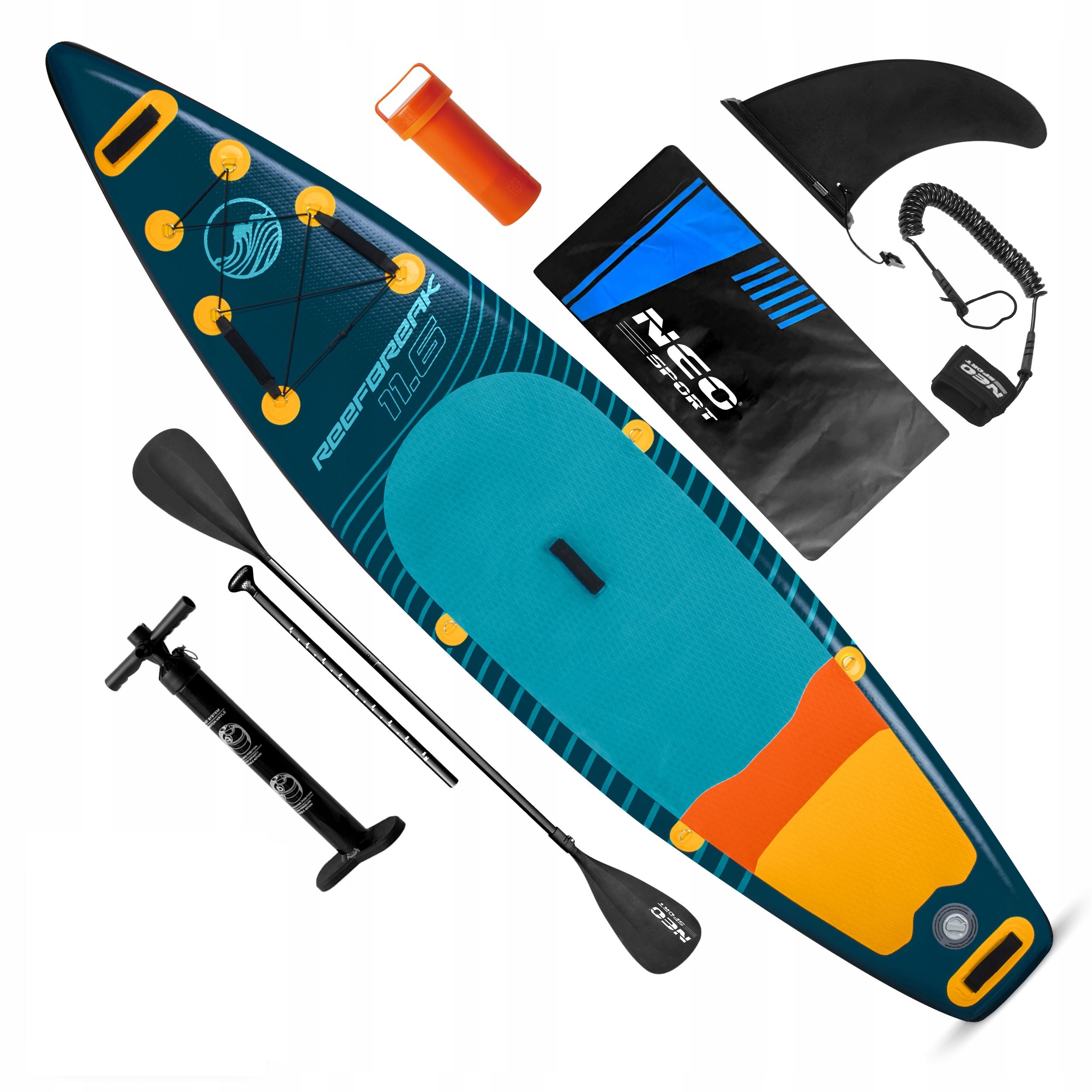 Paddleboard Neo-Sport Reefbreak 11'6 350 × 81 × 15 cm nafukovací SUP do 150 kg s kompletným príslušenstvom