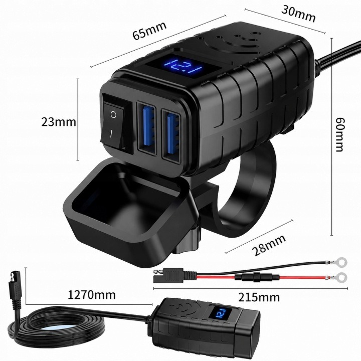Moto nabíjačka FreedConn 2 x USB QC3.0 rýchle nabíjanie MC1N