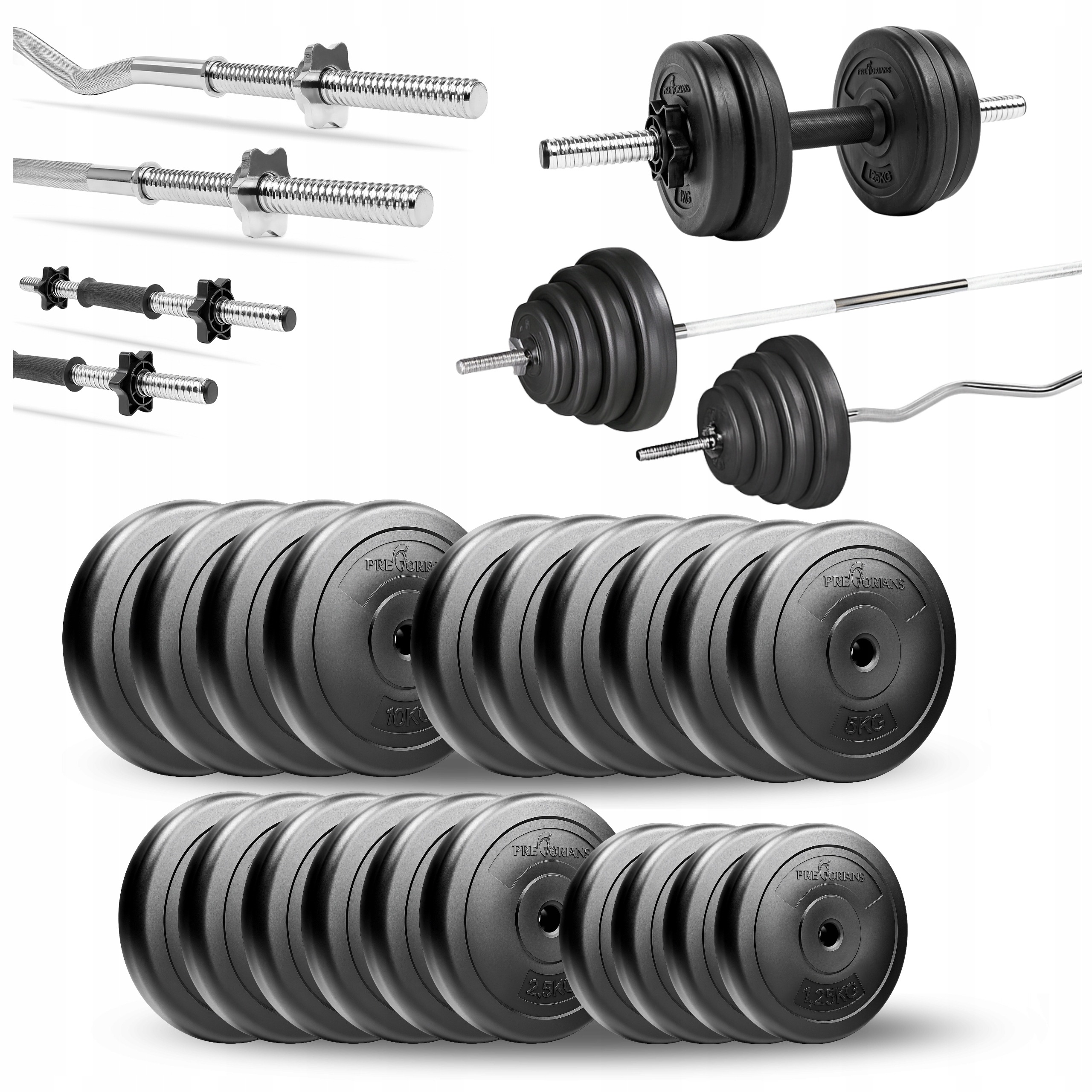 Platinum Fitness 105 kg tréningová sada s rovnou tyčou 180 cm a bitúmenovým závažím