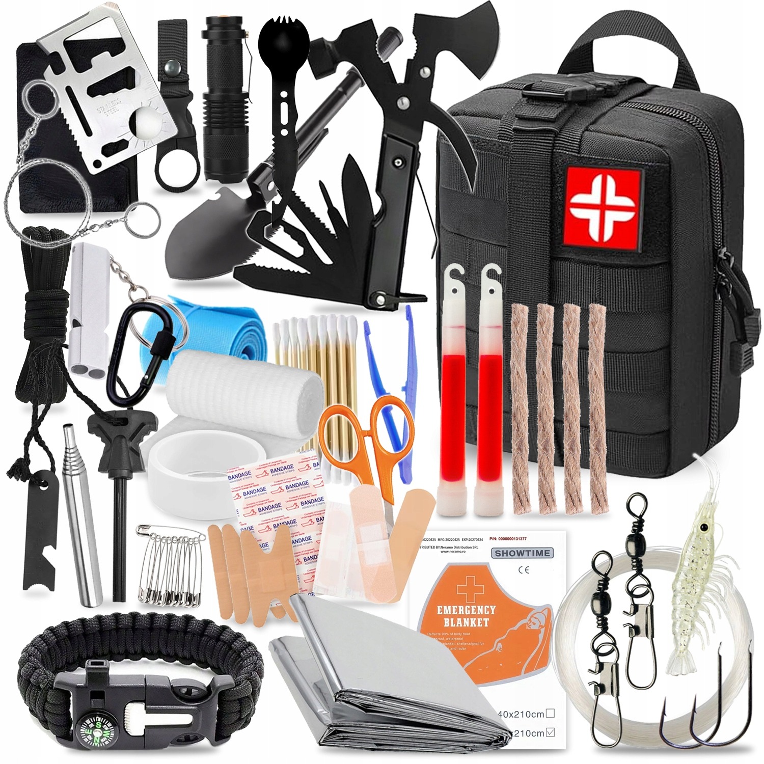 Zestaw Survivalowy Wojskowy Multitool 216v1 s taktickým batohom a lekárničkou