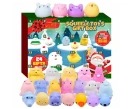 Adventný kalendár Squishy Mochi 24 zvieratiek – mäkké antistresové hračky TPR pre deti